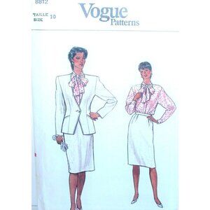 Vogue 8812 Sewing Pattern Jacket Skirt Blouse Size 10 Vintage